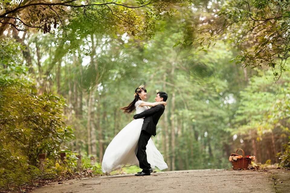 Happy couple on their wedding