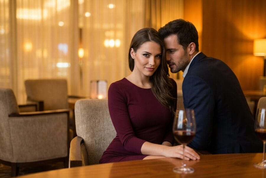 Woman confidently engaging with partner using Make Him Worship You relationship techniques