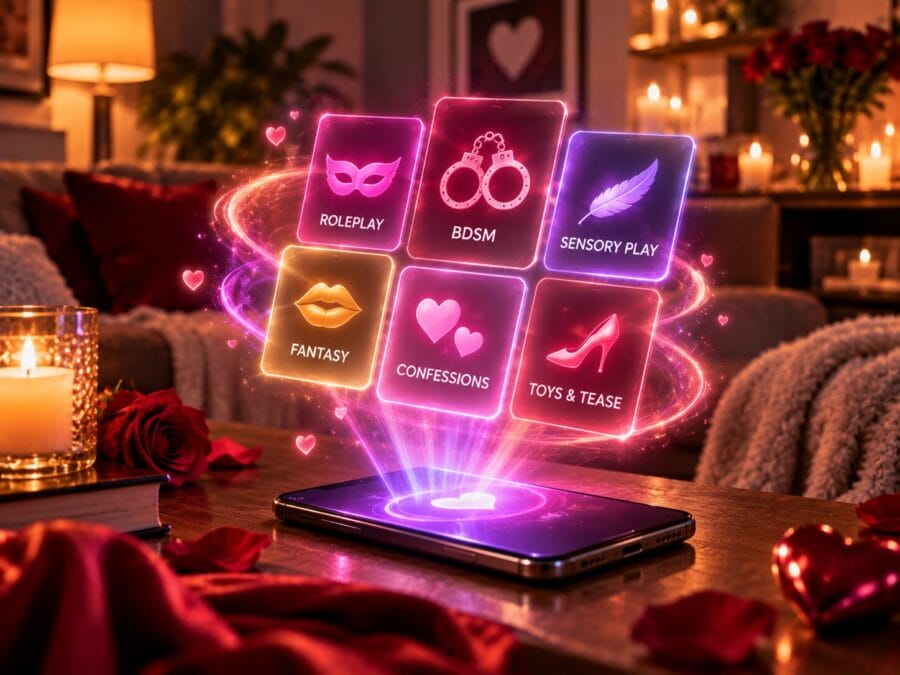 TicTease themed dare deck library for couples exploring intimate games on one phone
